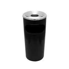 CINZEIRO LIXEIRA PLASTICO PRETO C/ ARO EM ALUMINIO C6 - JSN