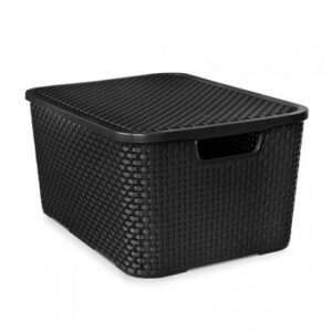 Organizador Rattan Com Tampa Preto – 7- 15 - 20 - 40 - Litros